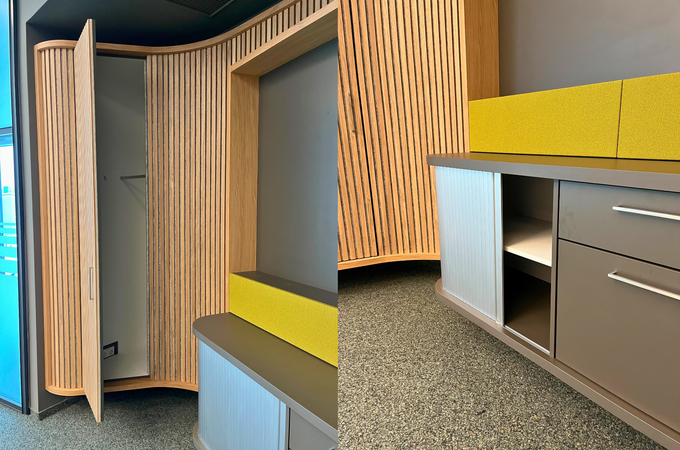 Wandverkleidung mit Einbauschrank 