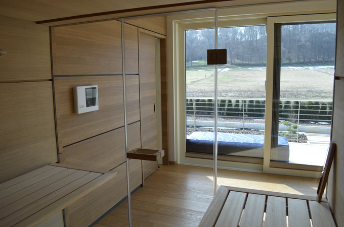Sauna Blick nach draußen 