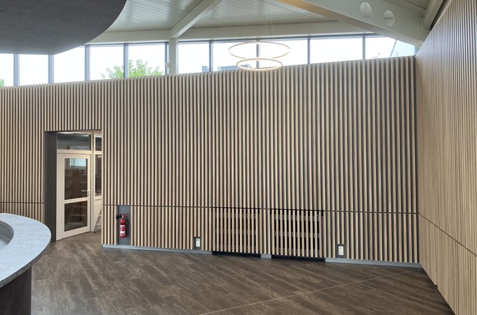 Wandverkleidung aus Akustikpaneelen