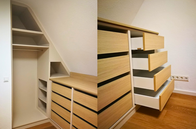 Einbauschrank in einer Dachschräge